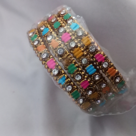 Bangle set from Pakistan gold multicolored - Picture 4 of 6